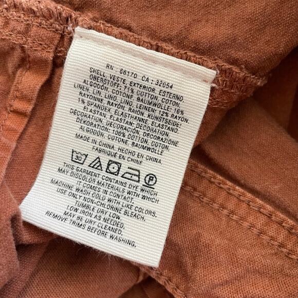 Anthropologie The Wanderer Chino Pants Burn Orange Size 28 Cotton Linen - Picture 10 of 15